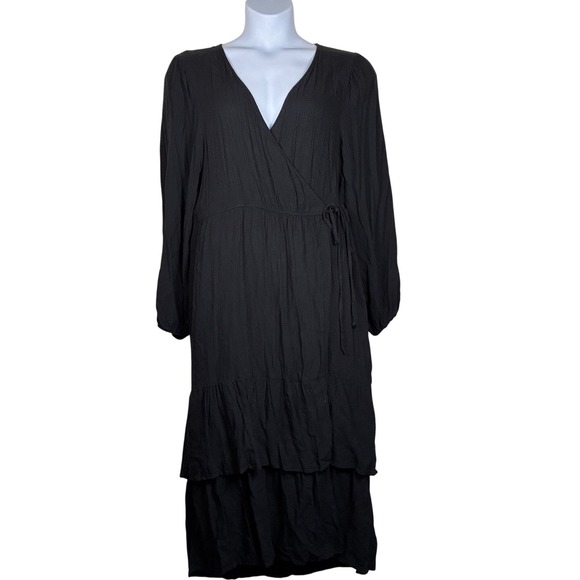 Knox Rose Dresses & Skirts - Knox Rose Wrap Dress XXL Black ‎ tiered rayon gauze Festival Dark Fairy